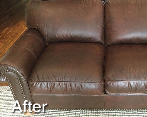 Brown Leather Couch After Restoration